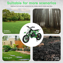 Load image into Gallery viewer, 49cc Kids Dirt Bike, 2 Stroke Motorcycle with Off-Road Tires, Dual Disc Brakes, Shock Absorbers, Soft Seat Cushion, Gas Power, Green