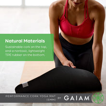 Load image into Gallery viewer, Gaiam Cork Yoga Exercise Mat | Natural Sustainable Cork Resists Sweat and Odors | Non-Slip TPE Backing Prevents Slipping| Great for Hot Yoga, Pilates, Fitness Working Out (68" x 24"x 5mm Thick)