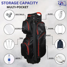 Load image into Gallery viewer, RJ Sports Mission 14 Way Divider Top Golf Cart Bag (Black/Red)