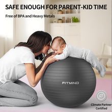 Load image into Gallery viewer, FITMIND_ Extra Thick Exercise Ball Yoga Ball 22in/26in/30in for Workout Pregnancy Stability- black