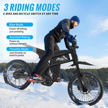 Load image into Gallery viewer, Electric Dirt Bike for Adults 2000W Electric Bike with 1747Wh(48V 18.2AH*2) Removable Batteries 37MPH/85Mile Range (Black1)