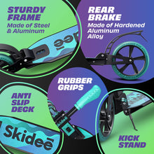 Load image into Gallery viewer, Kick Scooter for Kids Ages 6-12 - Large Sturdy Wheels, Anti-Shock Suspension with Adjustable Handlebar Up to 41" High for Kids, Teens & Adult, Max Load 220 Lbs