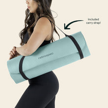 Load image into Gallery viewer, Retrospec Solana Yoga Mat 1" Thick w/Nylon Strap for Men & Women - Non Slip Exercise Mat for Home Yoga, Pilates, Stretching, Floor & Fitness Workouts - Blue Ridge