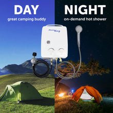 Load image into Gallery viewer, Flame King YSNAZ132 Portable Tankless Water Heater Propane Gas 5L 1.32GPM at 34,000 BTU, Outdoor Instant Hot Water Shower for RV, Camping, Farm, Cabins