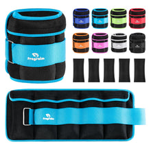 Load image into Gallery viewer, Adjustable Ankle Weights 1-10 LBS Pair with Removable Weight for Jogging, Gymnastics, Aerobics- Sky Blue