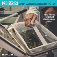 Load image into Gallery viewer, ENGEL 19 Quart Live Bait Cooler PRO for Fishing - Portable Minnow and Bait Bucket with Lithium-Ion Rechargeable Aerator - Silver (19Qt)