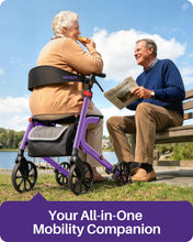 Load image into Gallery viewer, Kekoy Bariatric Rollator Walker for Seniors with Seat, 500 lbs Heavy Duty Walker, 19.5" Extra-Wide Seat, 10" All-Terrain Wheels, Adjustable Height, Foldable Rolling Walker, Hidden Brake Cables, Purple