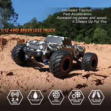 Load image into Gallery viewer, 1/12 Scale Brushless RC Cars 903A, 4X4 Off-Road RC Monster Truck with Fast Remote Control of 55KM/H Top Speed