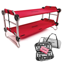 Load image into Gallery viewer, Disc-O-Bed Youth Double Cot Kid-O-Bunk, Modular for Bunk Beds, Dual Cots, or Bench with 2 Carry Bags for Portable Transport, Red