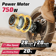 Load image into Gallery viewer, E2 Electric Bike for Adults, Full Suspension, 48V13Ah Removable Battery, Up to 28MPH & 46.6 Miles (PAS), 750W Ebike