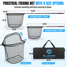 Load image into Gallery viewer, PLUSINNO Large Fishing Net, 6.4 FT Carbon Fiber Fish Net with Long Telescoping Handle, Kayak Fishing Gear Accessories Foldable Landing Net for Bass, Trout, Catfish, Fishing Gifts for Men Father
