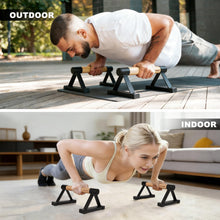 Load image into Gallery viewer, EVERYMATE Wood Push Up Bars Parallettes Bars with Rubber Feet, Anti-slip Handstand Bars for Calisthenics, Equipment for Home, Push Up Handles for Floor, Handstand Push Up Handles, Support 600 LB