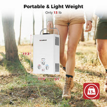 Load image into Gallery viewer, CAMPLUX Propane Portable Water Heater 1.58 GPM, On Demand Tankless Water Heater Gas, White,BW158