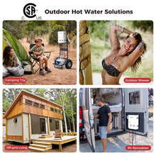 Load image into Gallery viewer, CAMPLUX 5L Portable Tankless Water Heater, 1.32 GPM Outdoor Propane Shower for Camping, RV, Off-Grid, Instant Hot Water with Folding Handle, Overheat Protection, Low Pressure Startup, AY132, White