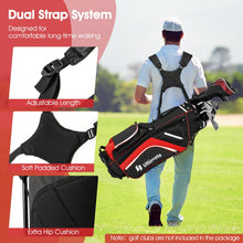 Load image into Gallery viewer, ULTIMATE 14-Way Golf Stand Bag, Portable Golf Bag w/ 6 Pockets,Cooler Bag & Waterproof Valuable Pocket, Rain Hood, Ergonomic Dual Strap System & Carrying Handles, 5 LBS Lightweight for Adults (Red)