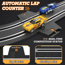 Load image into Gallery viewer, Slot Car Race Track Sets with 1:64 High-Speed Slot Cars, Battery or Electric Car Track, Dual Racing Game Lap Counter Circular