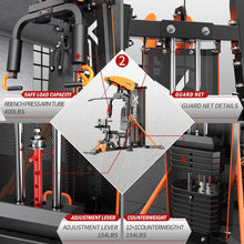 Load image into Gallery viewer, XGSW Multi-Function Home Gym Workout Station, Featuring a Pulley System, arm Trainer- Black-Orange