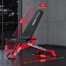 Load image into Gallery viewer, YOLEO Commercial Adjustable Weight Bench - Heavy Duty Workout Bench for Home Gym, Decline/Flat/Incline Bench Press 2.4" Thick Pad(6-Step Assembly) (80% Pre-assemble)