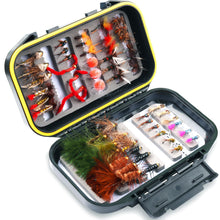 Load image into Gallery viewer, Fly Fishing Flies Trout Assortment 54pcs Dry Nymph Flys Sanjuan Worms Salmon Eggs Wooly Buggers for River Rainbow Trouts