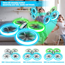 Load image into Gallery viewer, Drones for Kids, RC Drone with Altitude Hold and Headless Mode, Quadcopter Blue & Green Light, Propeller Full Protect, 2 Batteries
