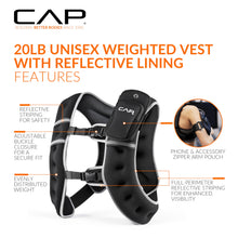 Load image into Gallery viewer, CAP Weighted Vest for Women & Men 20lb – Reflective Fitness Vest for Walking, Running, Cardio, Rucking, & Strength Training, Blue