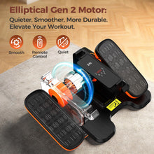 Load image into Gallery viewer, ESL Under Desk Elliptical - Portable Leg Exerciser with Pedal Strap for Seniors, Compact Seated Elliptical with Remote Control, LCD Display Electric Elliptical (New Orange Style with 2 Pedal Straps)