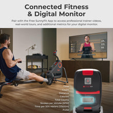 Load image into Gallery viewer, Sunny Health & Fitness Smart Silent Magnetic Rowing Machine with Dual Slide Rail