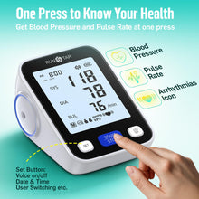 Load image into Gallery viewer, RunStar Upper Arm Blood Pressure Monitor with Wide Range Cuff (8.6'' -16.5'') for Home Use -Black