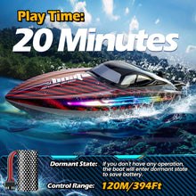 Load image into Gallery viewer, RC Boat 30KMH with 7Light Modes, Remote Control Electric Fast Speed Boat for Adults Kids 8-12 Lake Pool Water Play, Self-righting, Red