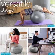 Load image into Gallery viewer, Core Balance Exercise Ball for Workouts, Anti-Burst and Slip Resistant, Swiss Yoga Ball (33" / 85cm Grey)