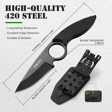 Load image into Gallery viewer, Omesio Fixed Blade Knife Set 420 Stainless Steel Tactical Survival EDC Full Tang Knife for Hunting Hiking Men, ABS Anti-Slip Handle, Ideal for Gifting, Full Black
