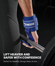 Load image into Gallery viewer, DMoose Fitness Weight Lifting Hooks (Pair) for Deadlifts (All Blue)