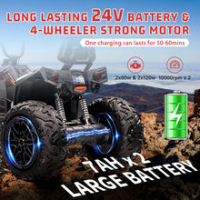 Load image into Gallery viewer, 24V Ride on Car 4WD Quad Electric Vehicle, 4x80W Powerful Engine, with 7AHx2 Large Battery, Accelerator Handle, Black
