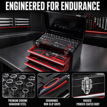 Load image into Gallery viewer, 439 Pieces Mechanic Tool Set with 3-Drawer Metal Tool Box, Complete Socket Wrench Screwdriver Pliers Kit, Heavy Duty Steel Storage Chest for Auto Repair, Household and Garage DIY Projects