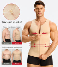 Load image into Gallery viewer, Nebility Mens Shapewear Fajas para Hombres Compression Shirt Men Body Shaper Tank Top Compression Undershirt Vest Sleeveless, Beige - 2XL
