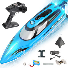 Load image into Gallery viewer, RC Boat, 14 inch Remote Control Boat for Kids and Adults, 25 KPH Fast RC Speed Boats with 1100mAh Battery- HJ815 Blue