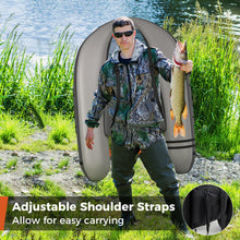 Load image into Gallery viewer, Goplus Inflatable Float Tube, Fishing Belly Boat w/Paddle, Flippers, Fish Ruler, Pump, Storage Bag, Adjustable Straps, 350LBS Load Capacity (Gray, W/Rod Holder)