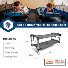 Load image into Gallery viewer, Disc-O-Bed Kid-O-Bunk Youth Modular Double Bunk Cot with Carry Bags, Gray
