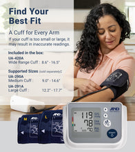 Load image into Gallery viewer, A&D Medical Blood Pressure Monitor for Home Use, UA-767F, Wide-Range Cuff (8.6-16.5"/22-42cm), White & Grey