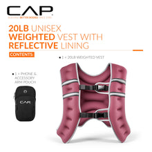 Load image into Gallery viewer, CAP Weighted Vest for Women & Men 20lb – Reflective Fitness Vest for Walking, Running, Cardio, Rucking, & Strength Training, Rose