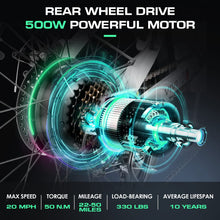 Load image into Gallery viewer, 20" Folding Electric Bike 500W Ebikes for Adults, Adult Electric Bicycles with 48V Removable Battery