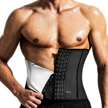 Load image into Gallery viewer, BVVU Waist Trainer for Men Waist Trimmer Tummy Control Sauna Sweat Belt Stomach Wrap Lower Belly Fat Back Support Black