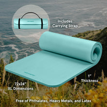 Load image into Gallery viewer, Retrospec Solana Yoga Mat 1" Thick w/Nylon Strap for Men & Women - Non Slip Exercise Mat for Home Yoga, Pilates, Stretching, Floor & Fitness Workouts - Blue Ridge