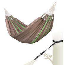 Load image into Gallery viewer, LA SIESTA Flora Classic Cotton Hammock with TreeMount & Straps - Extra Large Patio & Indoor / Outdoor Hammock Bed, 2 Person King Size, Chocolate