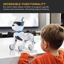 Load image into Gallery viewer, Top Race Rechargeable Robot Dog- Interactive Smart Robo Dog for Kids Ages 5-7 - Programmable with Remote Control (White)
