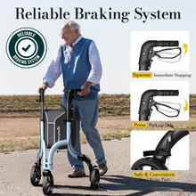 Load image into Gallery viewer, HolyHeal 3 Wheel Walkers for Seniors, Lightweight Rollator Walkers Foldable for Elderly with Cane Hold and Cup Hold, Height Adjustable Aluminum Three Wheel Rolling Walker Mobility Aid, Blue