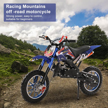 Load image into Gallery viewer, Mini Kids Dirt Bike, Pocket Rocket Mini Motorbike with Suspensions, Off-Road Mini Motorcycle Pit Bike, Disc Brakes, Blue