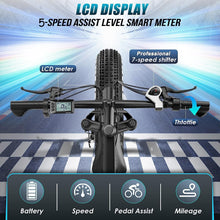 Load image into Gallery viewer, Electric Bike 26" x 4.0 Fat Tire Electric Bicycle, Peak 1000W Electric Mountain Bike, 48V 13AH Lithium-Ion Battery, 25MPH, Up to 60 Miles