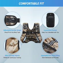 Load image into Gallery viewer, ZELUS Weighted Vest, 6lb/8lb/12lb/16lb/20lb/25lb/30lb Weight Vest for Men Women with Storage Pocket Reflective Strips for Strength Training Running Muscle Building, Brushstroke Sand Camo (12 lb)