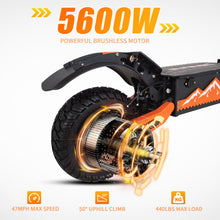 Load image into Gallery viewer, Electric Scooter Adults, 5600W Dual Motor E-Scooter, 47MPH Top Speed and Max 43Miles Long Range, Dual Brake and Dual Shock, 11" Off-Road Tires